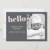 Pink Grey Boho Typography Baby shower aangekondigd Kaart (Voorkant)