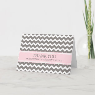 Pink Grey Chevron Carte de remerciements fête d'an