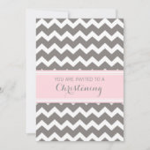 Pink Grey Chevron Christening Invitation (Devant)