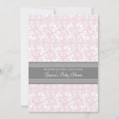 Pink Grey Damask Custom Baby Shower Invitations (Devant)