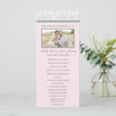 Pink Grey Damask Photo Wedding Programme (Debout devant)