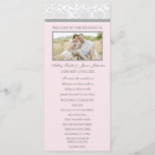 Pink Grey Damask Photo Wedding Programme (Devant)