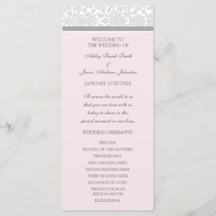 Pink Grey Damask Wedding Program Programma