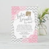Pink Grey Floral Baby Sprinky par mail Invitation (Debout devant)