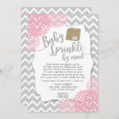 Pink Grey Floral Baby Sprinky par mail Invitation (Devant / Derrière)