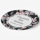 Pink & Grey Floral Waterverf Pattern Birthday Papieren Bordje (Gekanteld)