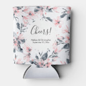 Pink & Grey Floral Waterverf Pattern Weddenschap Blikjeskoeler (Voorkant)
