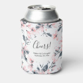 Pink & Grey Floral Waterverf Pattern Weddenschap Blikjeskoeler (Blikje Achterkant)