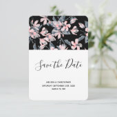 Pink & Grey Floral Waterverf Pattern Weddenschap Save The Date (Staand voorkant)