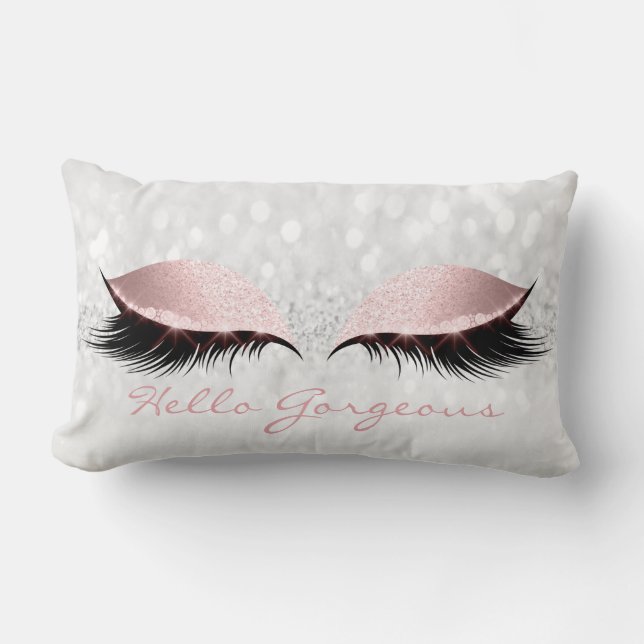Pink Grey Girly Makeup Lashes Hallo Prachtige Kussen (Voorkant)