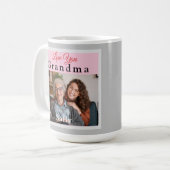 Pink & Grey Love You Grandma Photo Mug (Devant gauche)