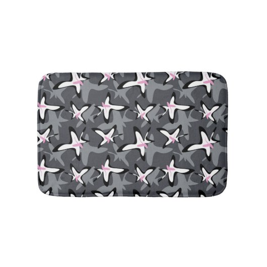 Pink grey modern abstract flowers badmat (Voorkant)