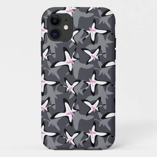 Pink grey modern abstract flowers Case-Mate iPhone case (Achterkant)