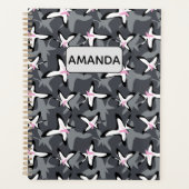 Pink grey modern abstract flowers planner (Voorkant)