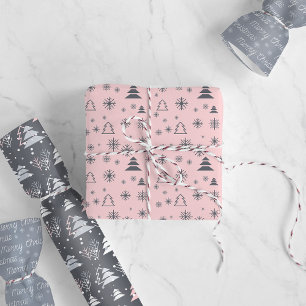 Pink Grey Modern Geometric Pattern Christmas Inpakpapier Vel