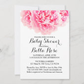 Pink Grey Peony Baby shower Invites Kaart (Voorkant)