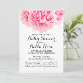 Pink Grey Peony Baby shower Invites Kaart (Staand voorkant)