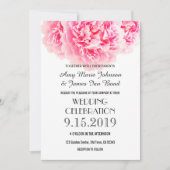 Pink Grey Peony invitations de mariage (Devant)