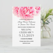 Pink Grey Peony invitations de mariage (Debout devant)