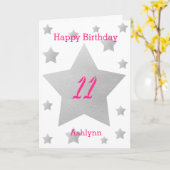Pink Grey Stars 11e carte d'anniversaire (Fleur jaune)