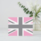 Pink Grey Union Jack British (UK) vlag Briefkaart (Staand voorkant)