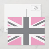 Pink Grey Union Jack British (UK) vlag Briefkaart (Voorkant / Achterkant)