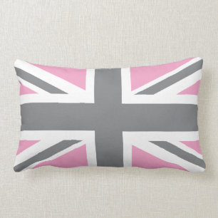 Pink Grey Union Jack British (UK) vlag Kussen