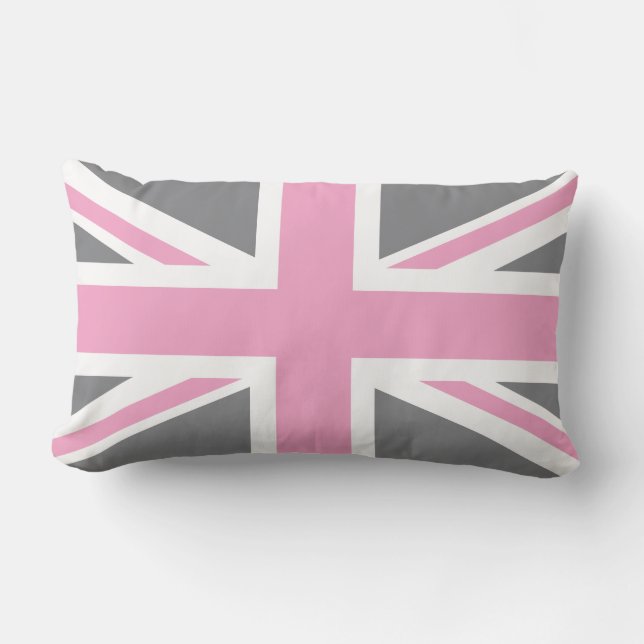 Pink Grey Union Jack British (UK) vlag Kussen (Voorkant)
