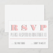 Pink, gris typographie moderne, mariage RSVP répon (Devant / Derrière)
