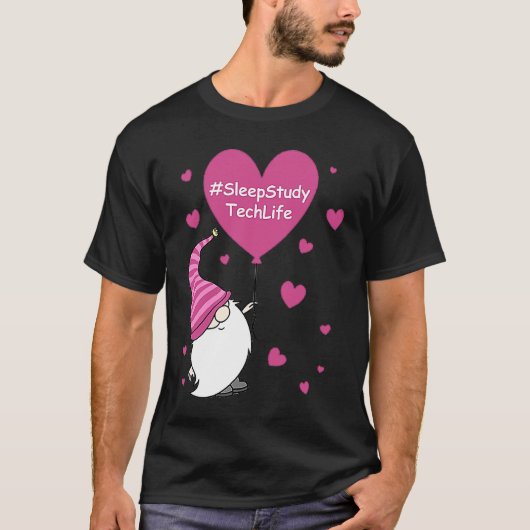 Pink Grome Heart Sleep Study Tech Life Balloon Val T-shirt (Voorkant)
