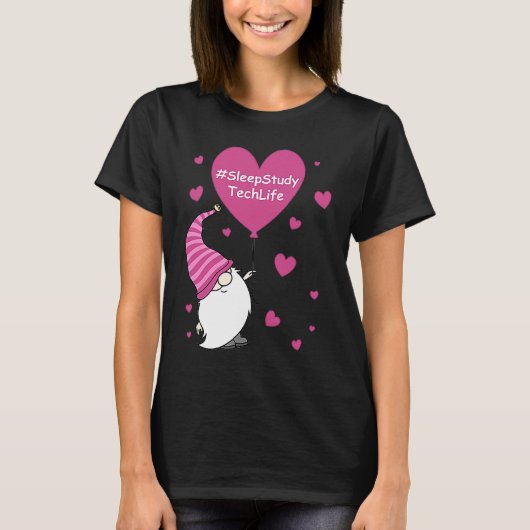 Pink Grome Heart Sleep Study Tech Life Balloon Val T-shirt (Voorkant)