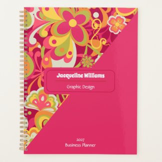 Pink Groovy 60s 70s Floral Swirls II