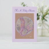 Pink grossesse meraid bébé invitations douche (Debout devant)