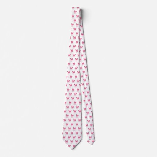 PINK Grumpy Pug Pattern Stropdas (Voorkant)