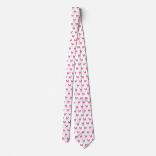 PINK Grumpy Pug Pattern Stropdas (Achterkant)