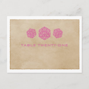 Pink Grunge D20 Dice Gamer Numéro de table Carte p