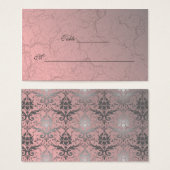 Pink Grunge Damask Cartes Carte de visite (Devant & derrière)