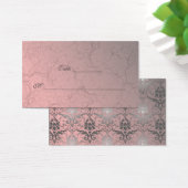 Pink Grunge Damask Cartes Carte de visite (Bureau)