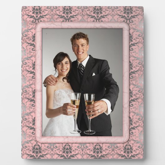 Pink Grunge Damask Wedding Plaque Fotoplaat (Voorkant)