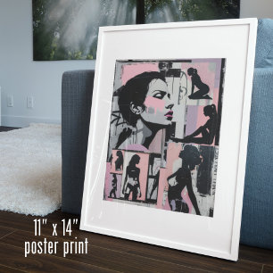 Pink Grunge jaren 90 Pastel Vrouwen Lesbische Kuns Poster
