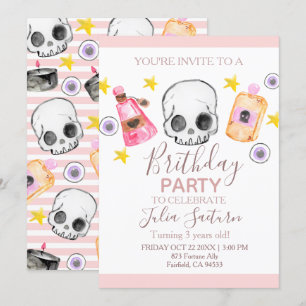 Pink Halloween anniversaire fille invitation