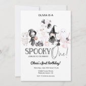 Pink Halloween Birthday 1st Spooky one Kaart (Voorkant)