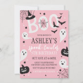Pink Halloween Birthday Invitation (Devant)