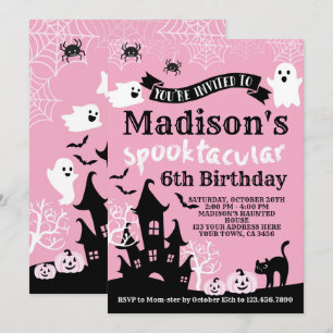Pink Halloween Birthday Kaart