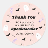 Pink Halloween Birthday Spooktacular Dank u Ronde Sticker (Voorkant)