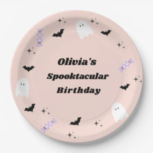 Pink Halloween Birthday Spooktacular Papieren Bordje