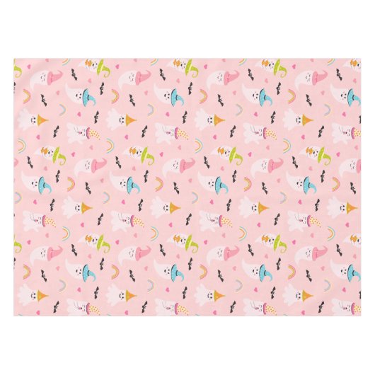 Pink Halloween Éffrayant Cute Ghost Nappe (Devant (Horizontal))
