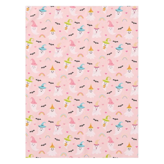 Pink Halloween Éffrayant Cute Ghost Nappe (Devant)