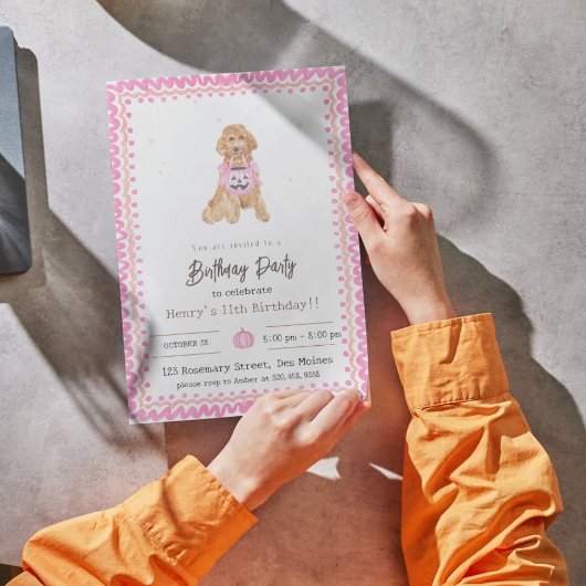 Pink Halloween Party Invitation chien halloween