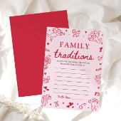 Pink Hand Drawn Baby Shower Family Traditions Game Kaart